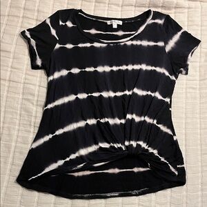 Nine Britton Black and White Short Sleeve Tie-Dye Top